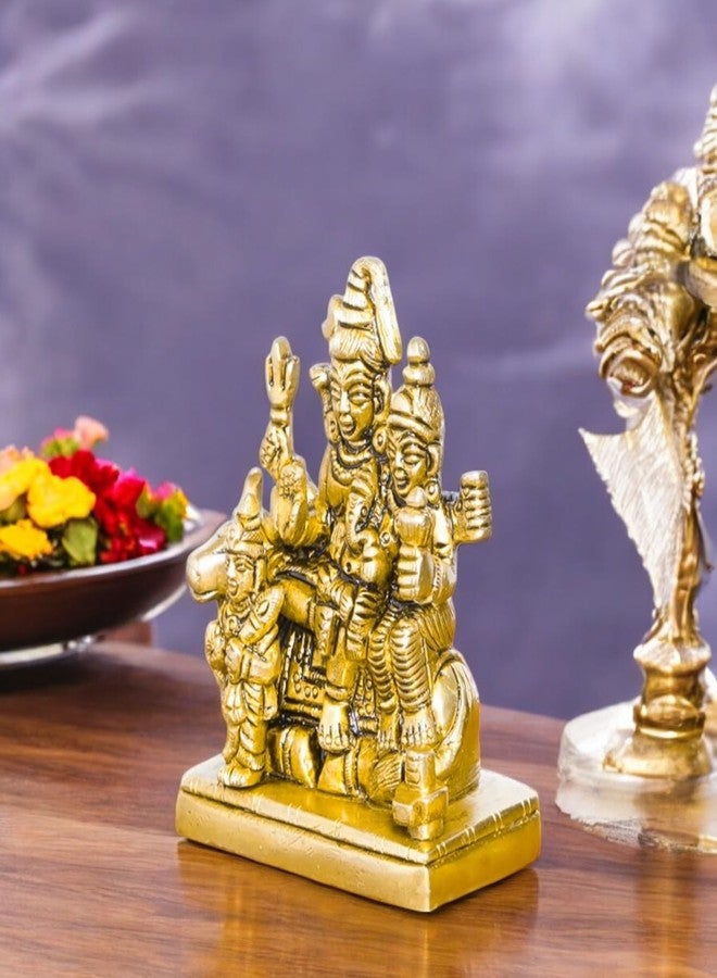SHANTI تمثال شانتي النحاسي لشيفا بارفاتي مع عائلته، مناسب للعبادة المنزلية، هدية مثالية للمنزل الجديد، ارتفاعه 3.4 بوصة - Image 3